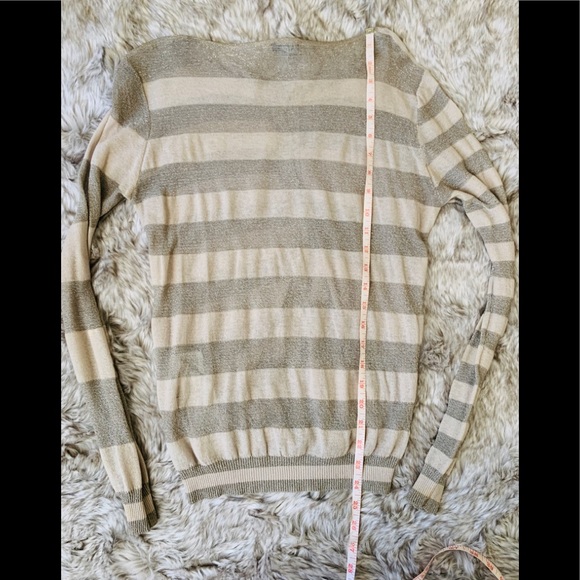 Armani Sheer Transparent Striped Gold Cardigan Sweater - Picture 4 of 8